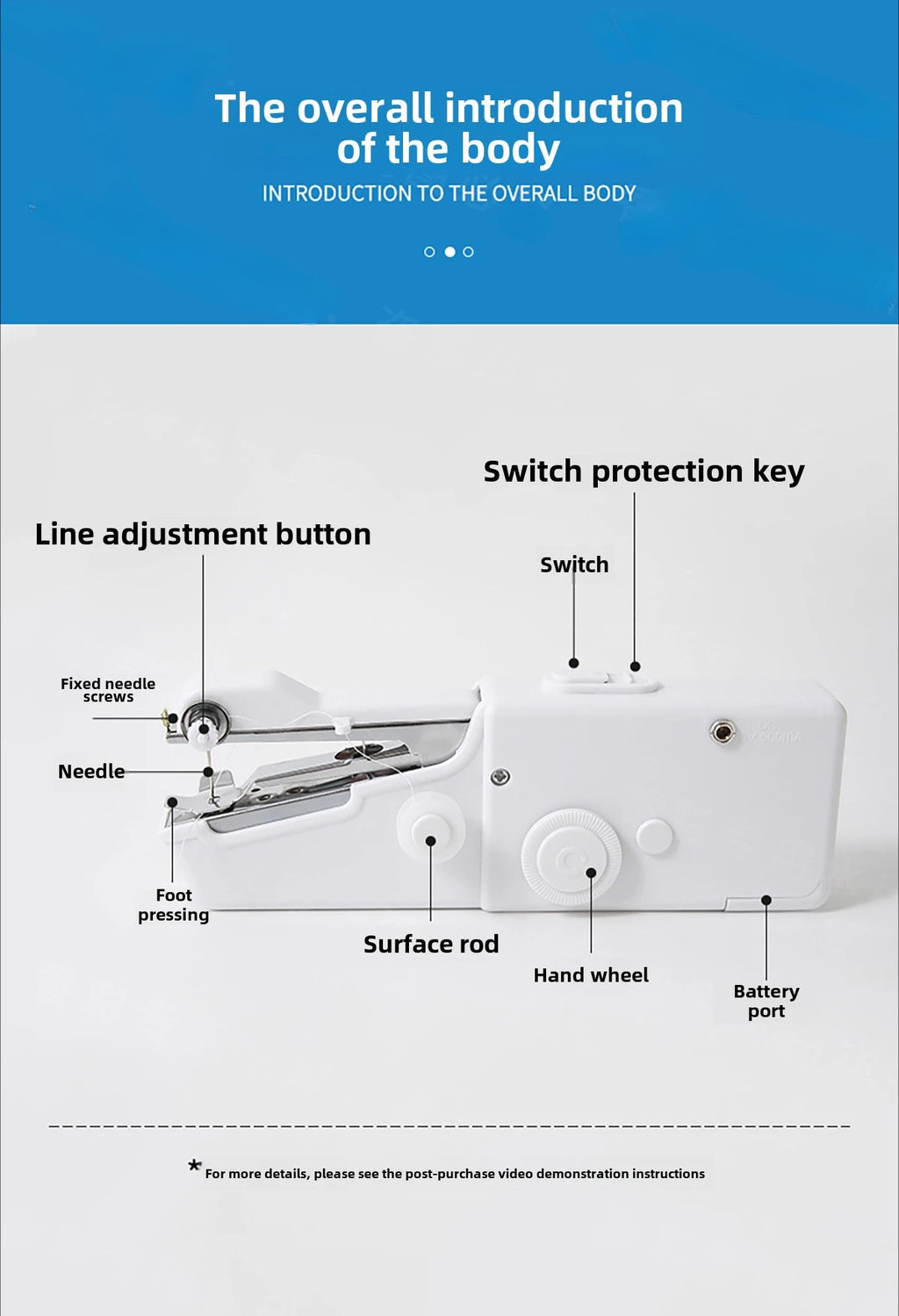 Portable Mini Sewing Machine Handheld Electric Sewing Machine With Bobbin Suitable for Needlework and Manual Work Hand Home DIY